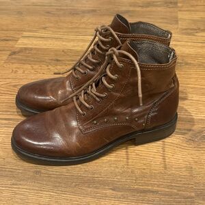 San Marina Boots Womens 37 US 6 Brown Leather Lace Up Booties